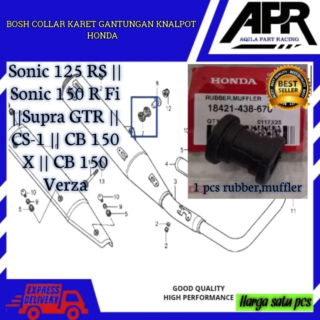 Karet Bosh Collar Dudukan Silincer Knalpot Honda Sonic 125 RS | Sonic 150 R Fi | Supra GTR | CS-1 | 