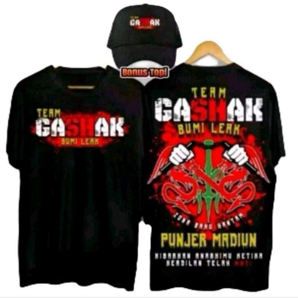 KAOS BONUS TOPI TEAM GASHAK BUMI LEAK PUNJER MADIUN COD