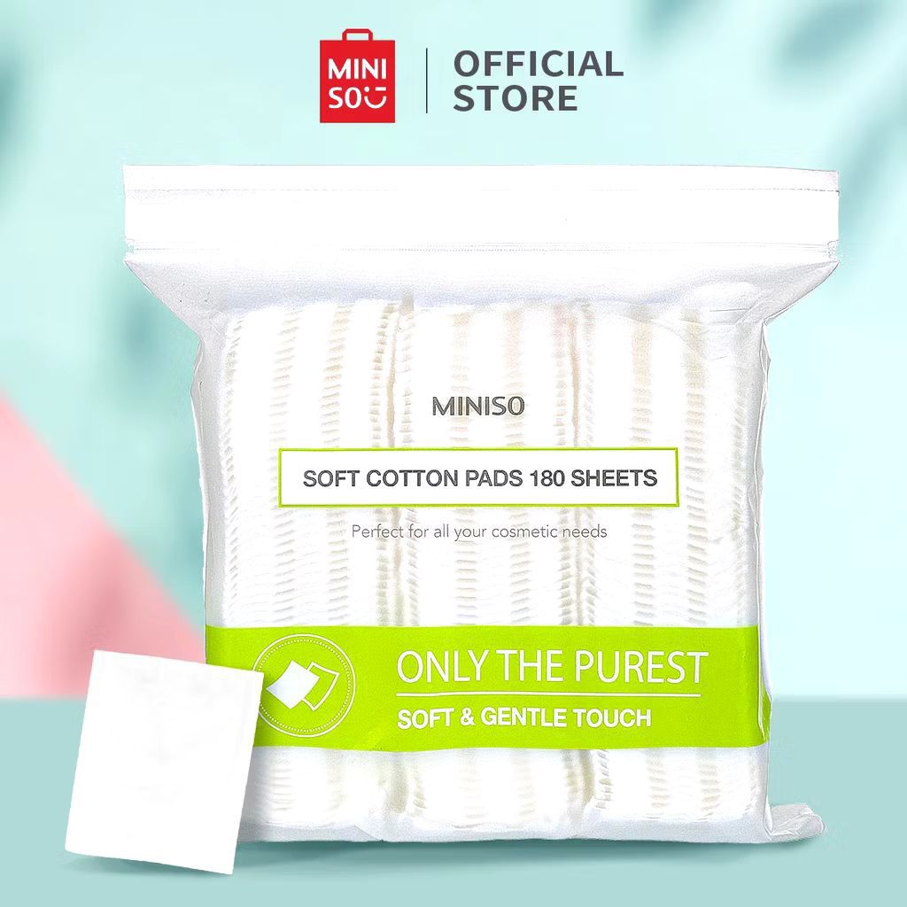 MINISO Soft Cotton Pads 180 sheets | Refil kapas Miniso