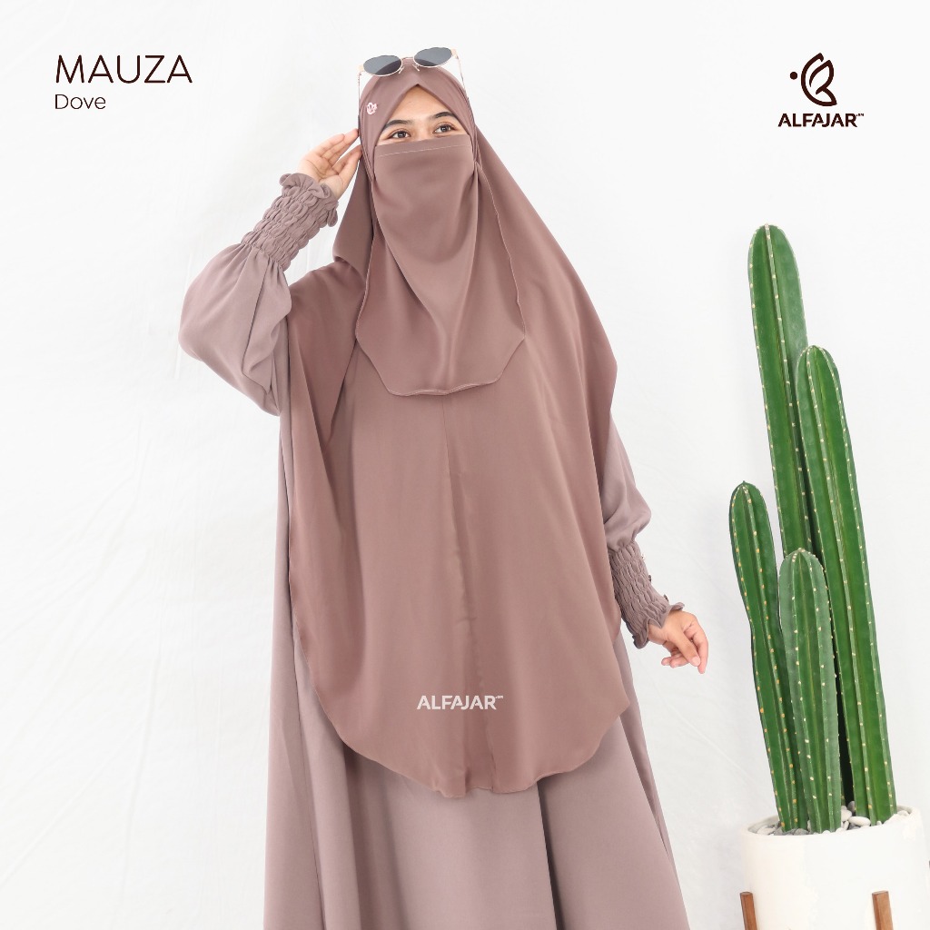 Alfajar - Khimar Shoulder MAUZA Khimar Bandana Dagu Bahan anti UV Youryu  Free Cadar Tali