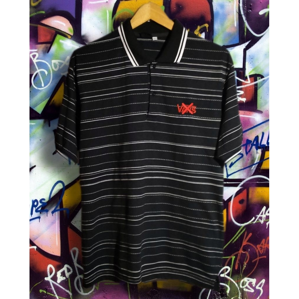 vhans kaos polo salur motif brand second/bekas/preloved/branded