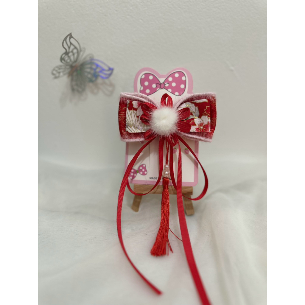 Jepitan rambut pita imlek/jepitan merah CNY anak