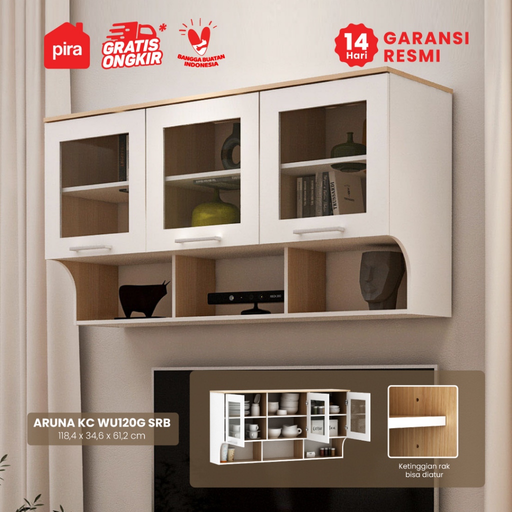 PIRA METROPOLIS OX -  ARUNA KC WU120G SRB Rak Dapur / Rak Gantung Dapur / Kitchen Set Atas 3 Pintu K