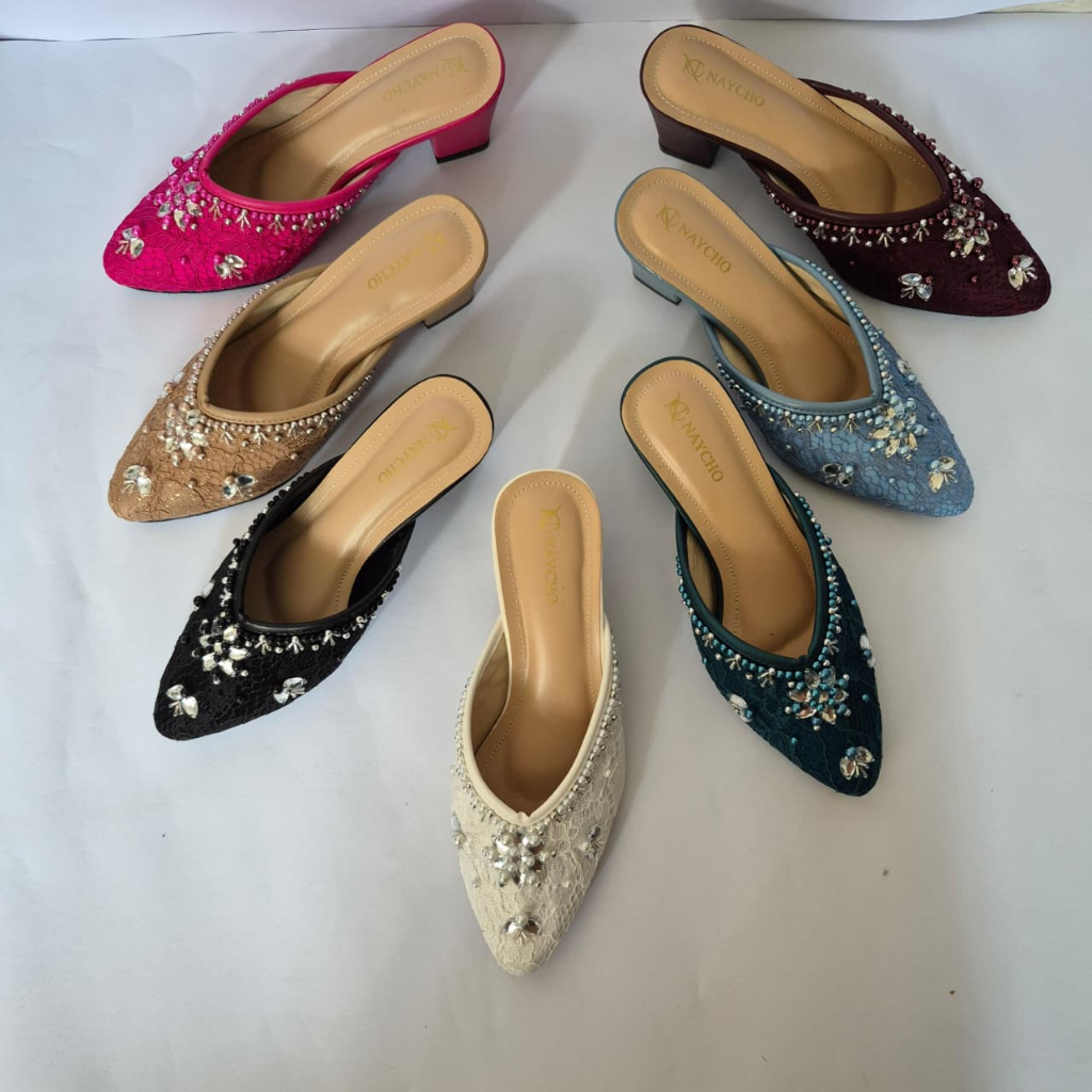 Carmeyla-Wedding Shoes Wanita Brukat Payet Premium Hells 5cm 36-41