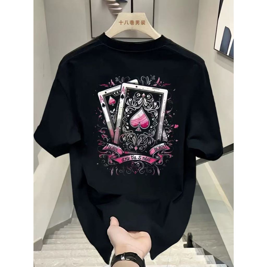 [COD] Kaos Unisex Motif Kartu Leher Kru Kaos Motif Kartu Ukuran Besar