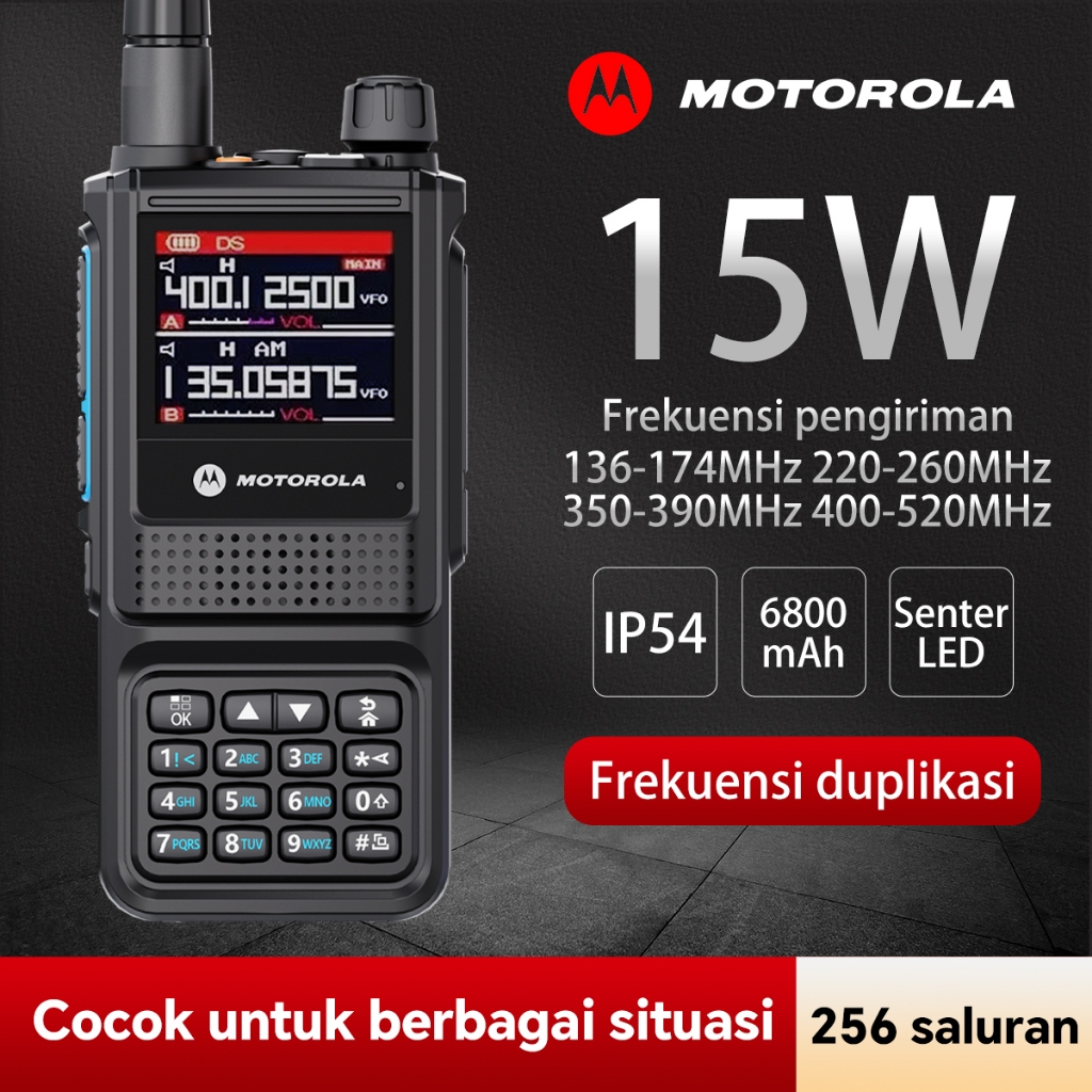HT Walkie Talkie HT MOTOROLA GP338 Plus Handy Talkie 15Watt 20KM Jarak komunikasi Wireless Copy Freq