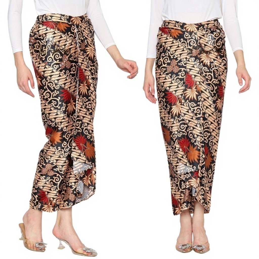 Rok Batik Kebaya Batik Merah/Span Rumbai Motif Kenanga Maaron Dan Aneka Pilihan Motif Batik Lainnya
