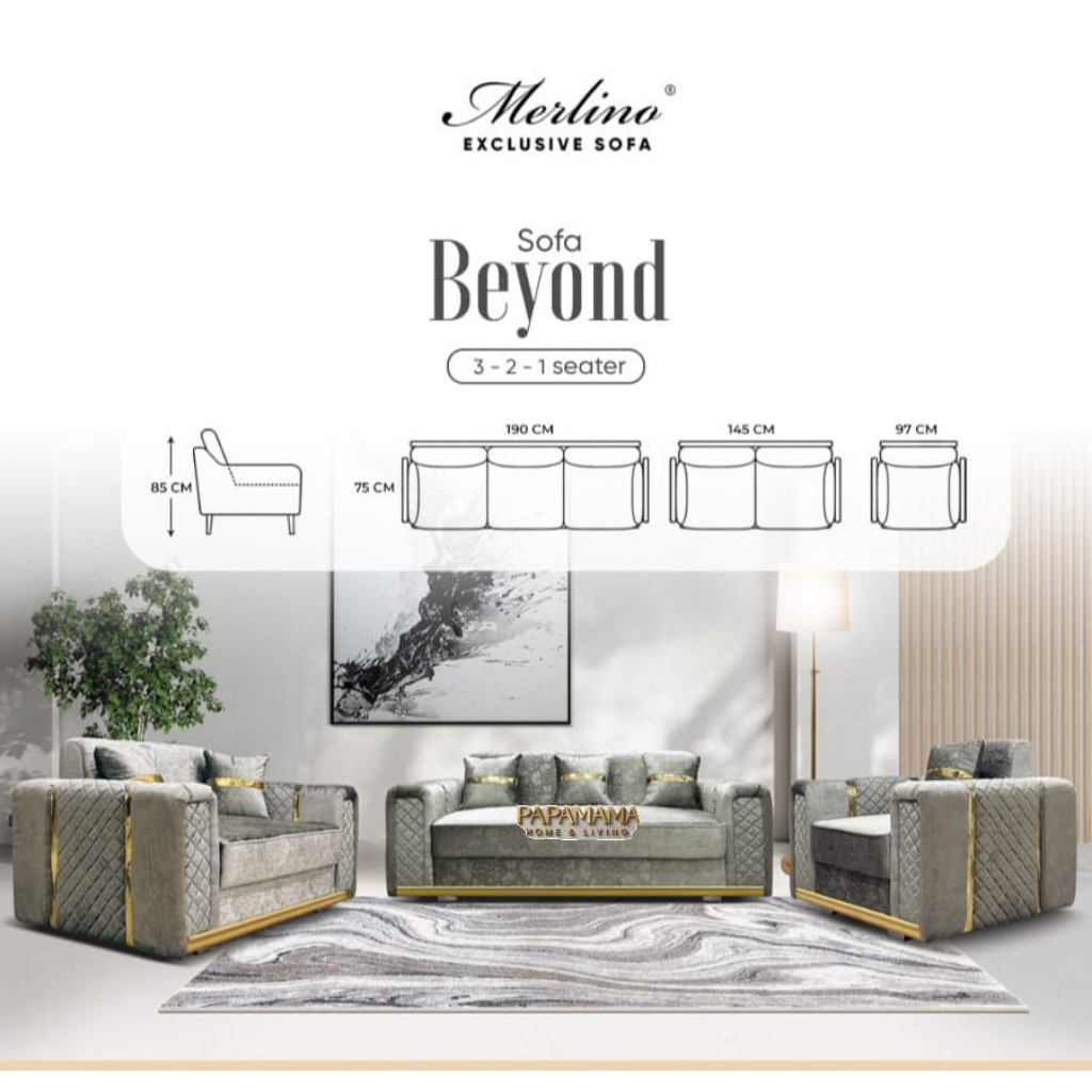 Set Sofa Tamu BEYOND & SIERRA - Sofa Minimalis Ruang Tamu 321 Seater Free Bantal Sofa