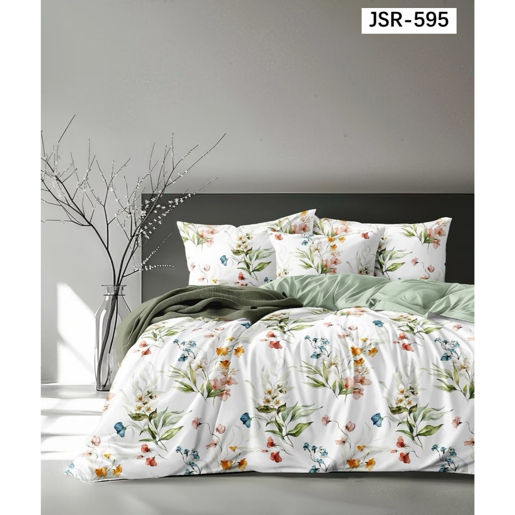 sprei single bahan katun jepang semi reactive kode JSR-595 motif bunga (belum termasuk bed cover)