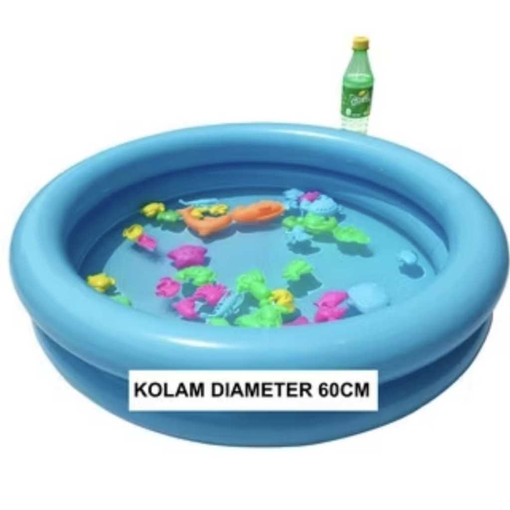 Kolam renang anak KISUBO 100cm 1 meter 1m bulat 3 ring bubble base swimming inflatable pool tebal pr