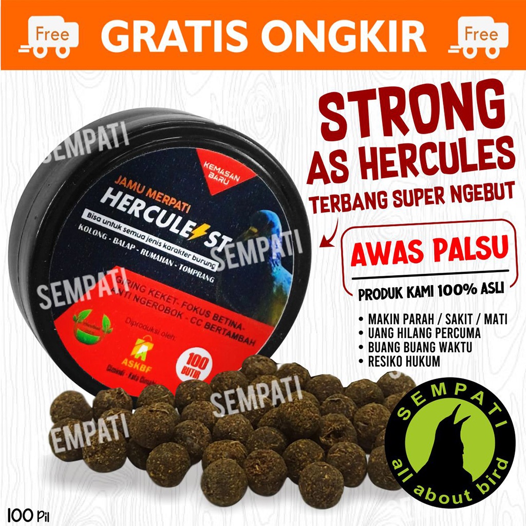 SEMPATI Jamu Merpati Hercules Herculest 100 Butir Obat Dopping Vitamin Suplemen Giring Super Keket N