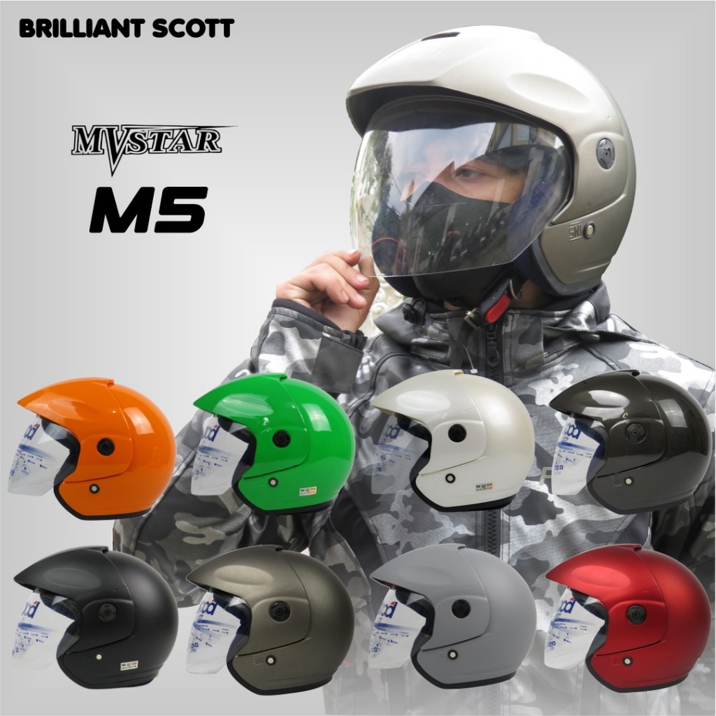 Helm MVSTAR M5 Plus Kaca Bogo Asli Malaysia Bonus Sticker