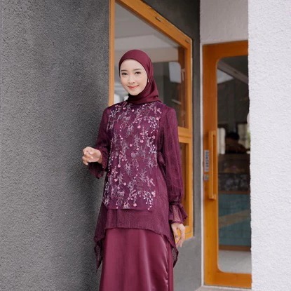 Aruna Dress Brukat Garden Full Chantily Gamis Brukat terbaru Kondangan Muslimah