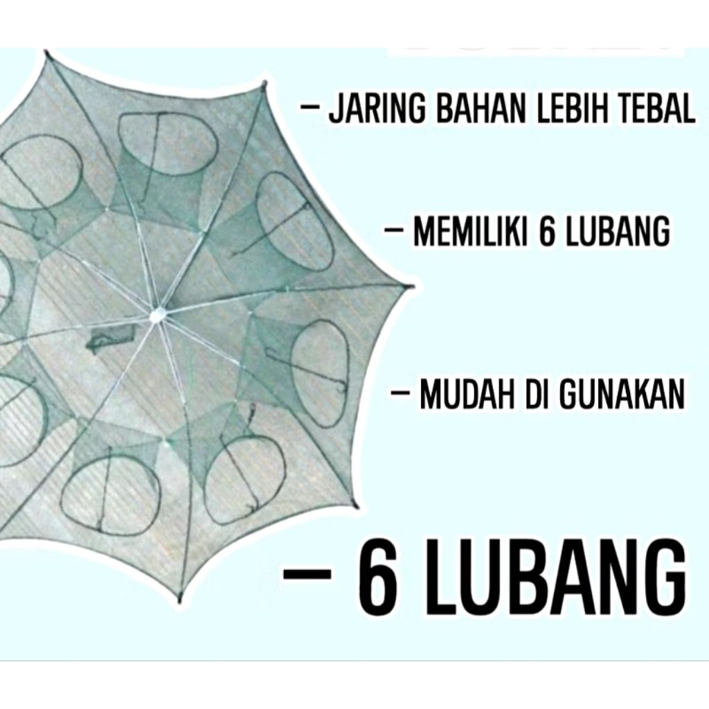 BUBU IKAN 6 LUBANG BUBU PAYUNG UDANG BUBU PERANGKAP IKAN