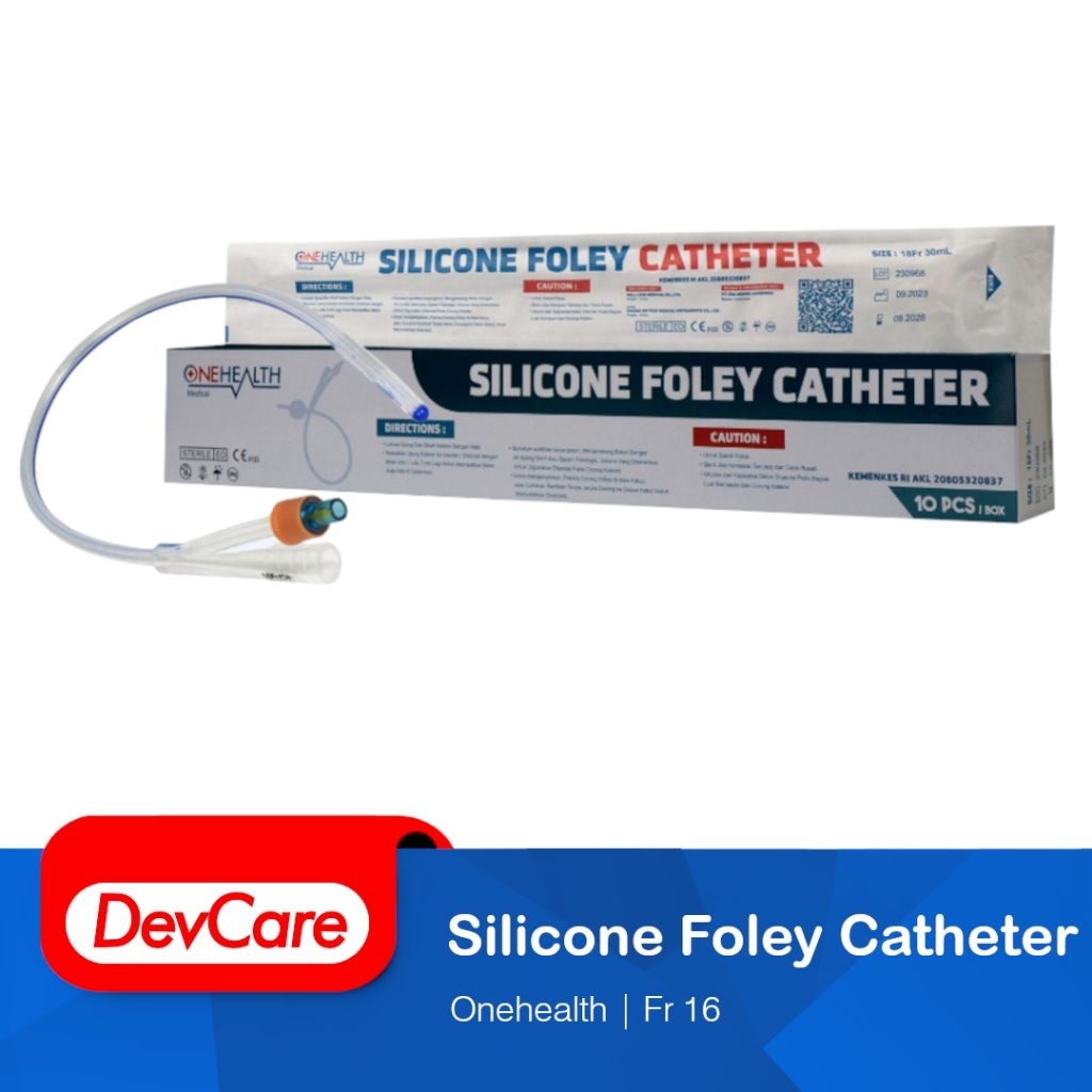 Foley Catheter Silicone 2 Way ONEHEALTH Selang Kateter Silikon No.16 Ecer/Satuan