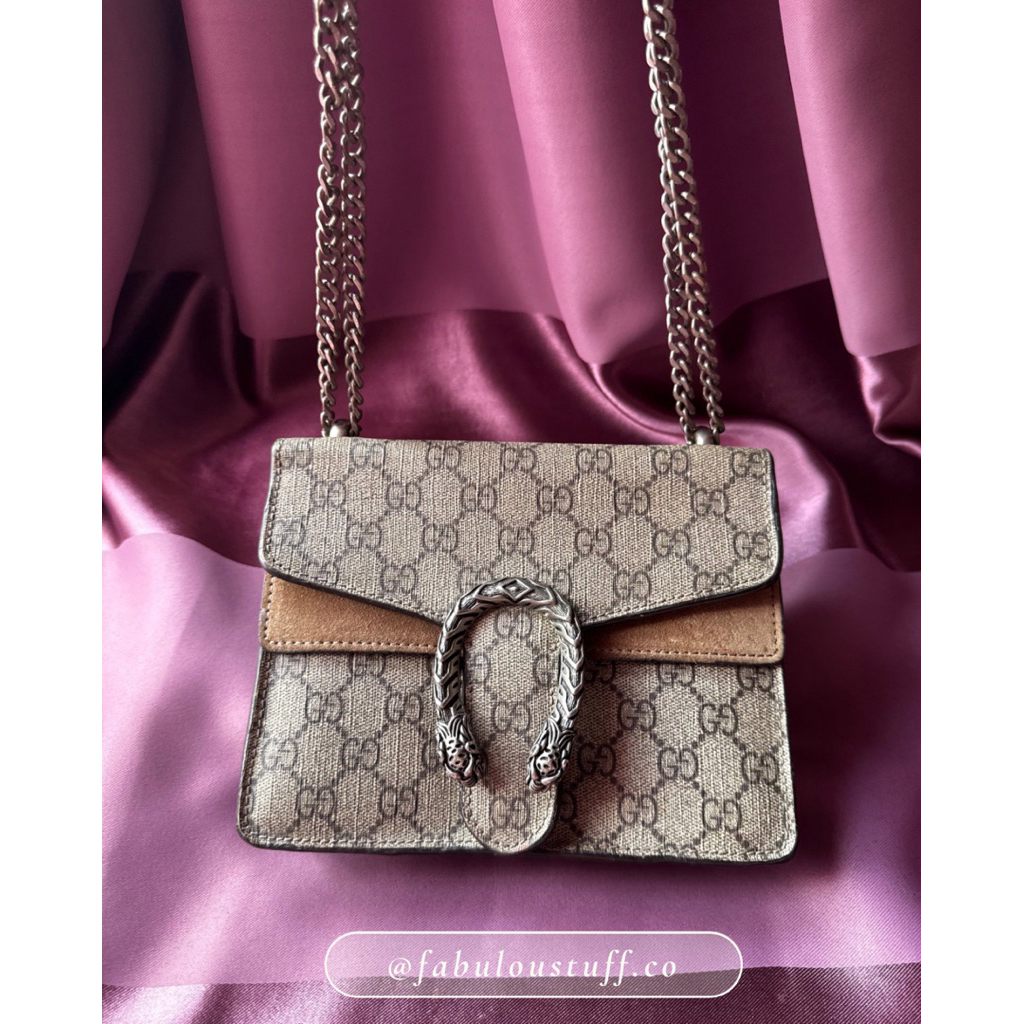 [SALE READY SIAP KIRIM | REAL PICT] Gucci Dionysus Mini Coklat Naga Gucong G*ucci Suede Rantai Kecil
