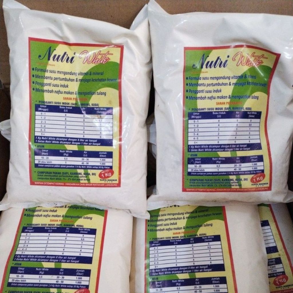 susu nutriwhite kemasan 1kg untuk sapi,kambing