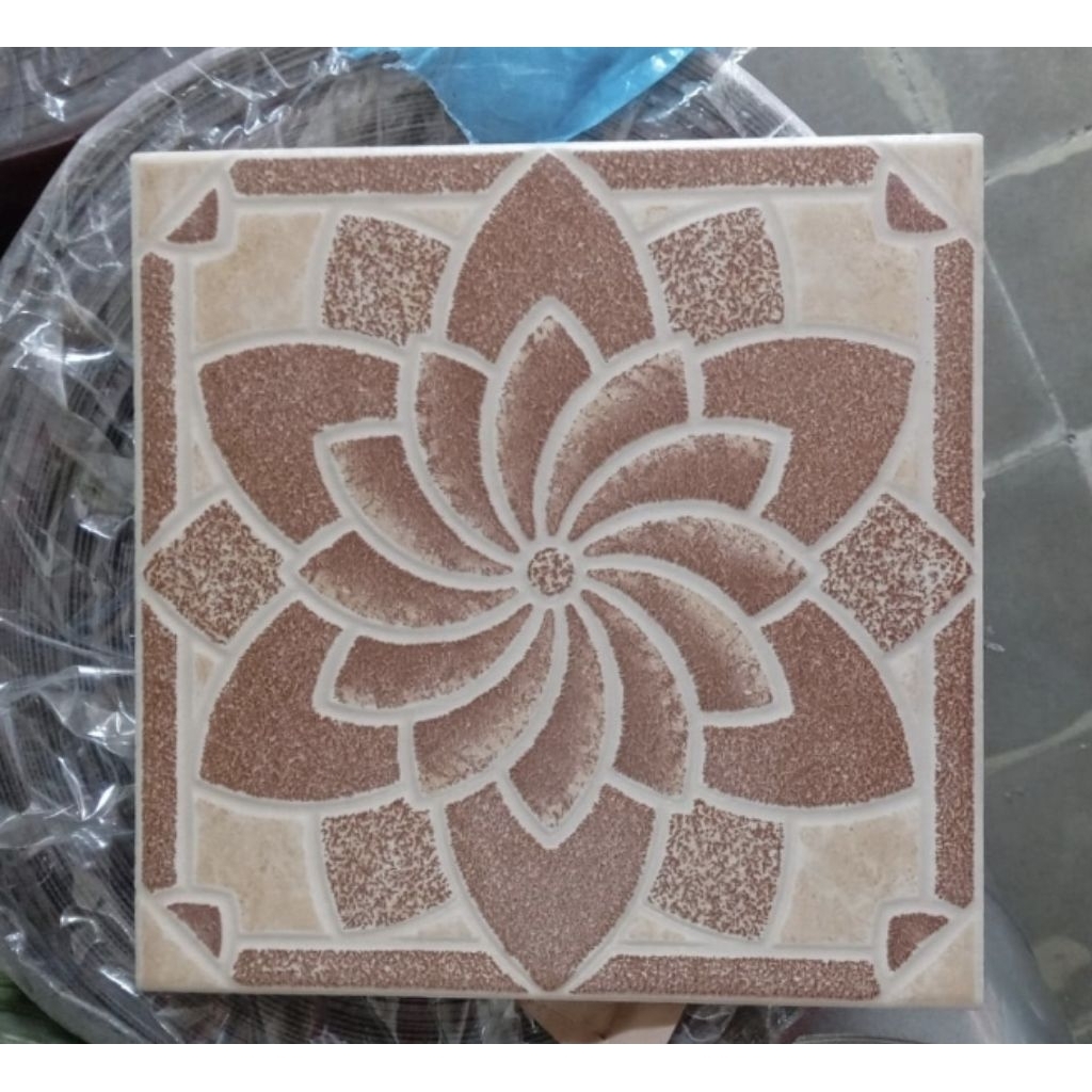 keramik lantai kamar mandi teras rumah MULIA 20x20 LOTUS BEIGE cream coklat kasar