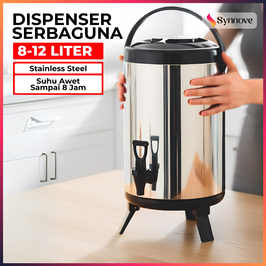 Termos Air Panas Stainless Steel 12 Liter Dispenser Panas Dingin Drink Jar Water Tank Anti Karat