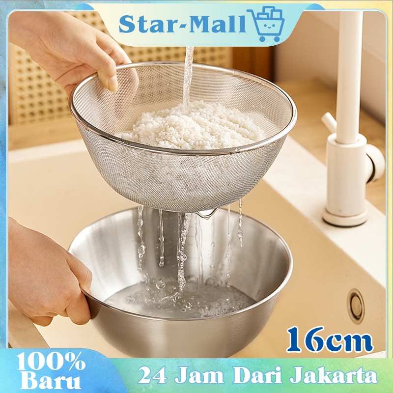 2pcs Baskom Saringan Sayuran Baskom Tirisan Stainless Steel Baskom Cuci Sayur Baskom Penyaring