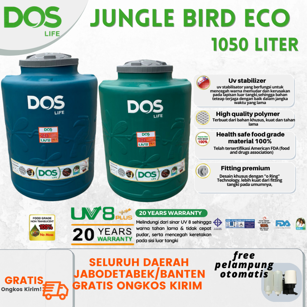DOS - Water Tank Jungle bird Eco Dark 1050 Liter Toren Air Tandon Air Tanki Air