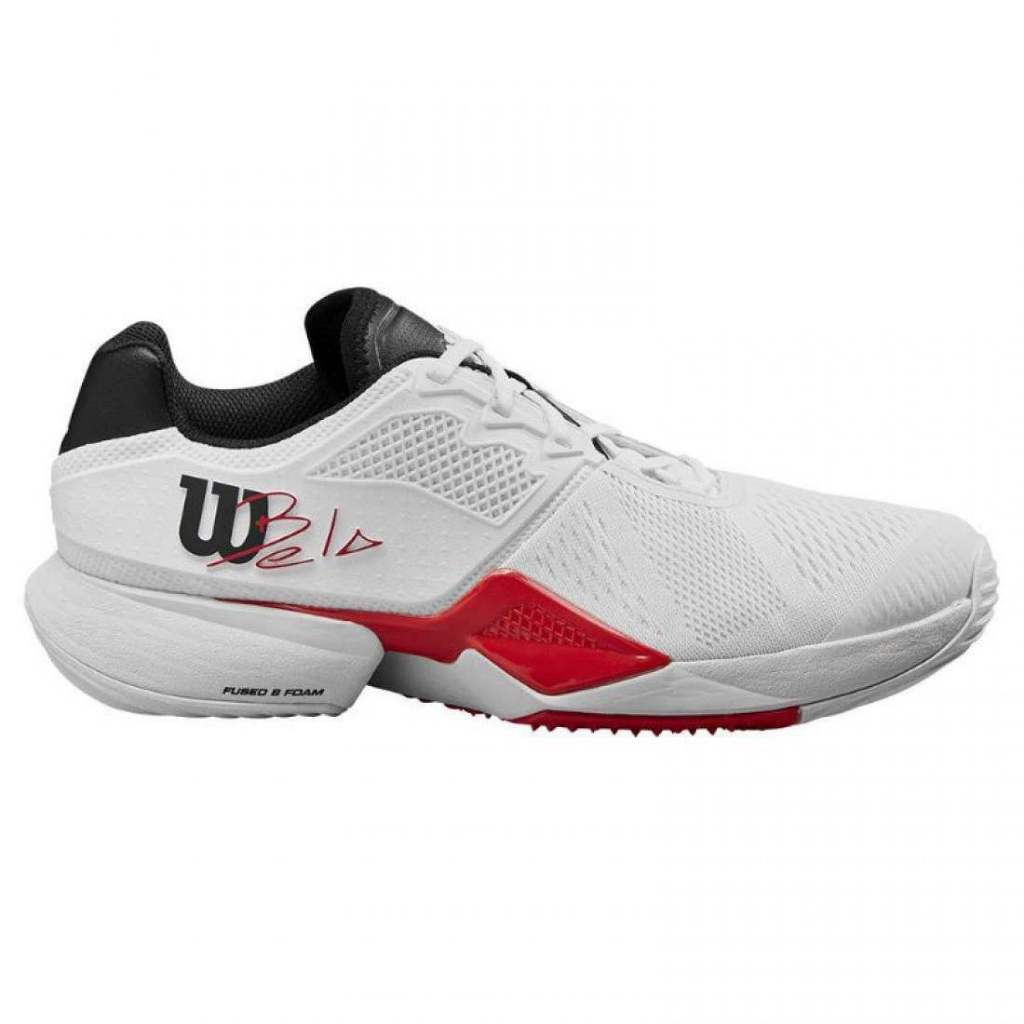 Sepatu Padel Wilson Bela Tour Blanco Rojo Negro White Red Black Shoes