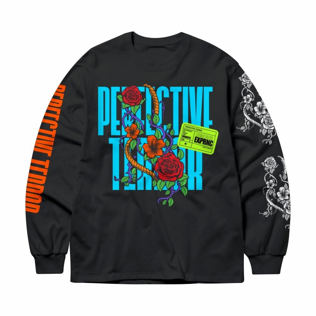 Bloomy Kaos Longsleeve Unisex Black - Heroine Exprnc