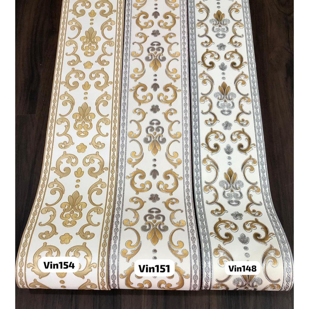 WALLPAPER BORDER LIST DINDING KLASIK MEWAH GOLD SILVER