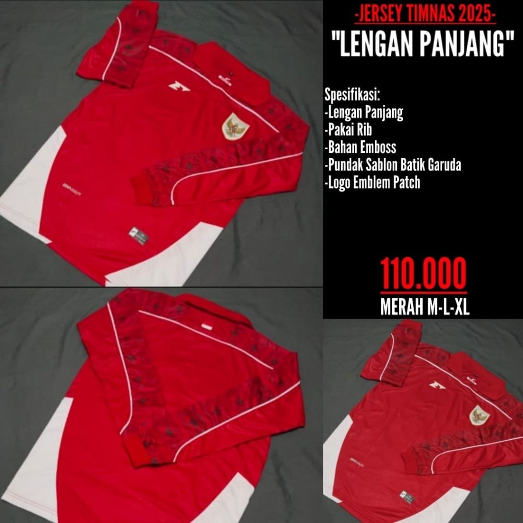 JERSEY TIMNAS INDONESIA 2025 (lengan panjang)