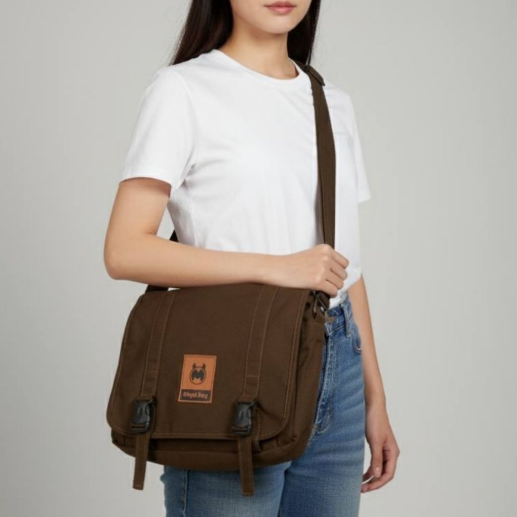 Selempang Kanvas Miqdi Tas Selempang Kanvas Polos untuk Kuliah dan Aktivitas Sehari-hari Miqdi Casua