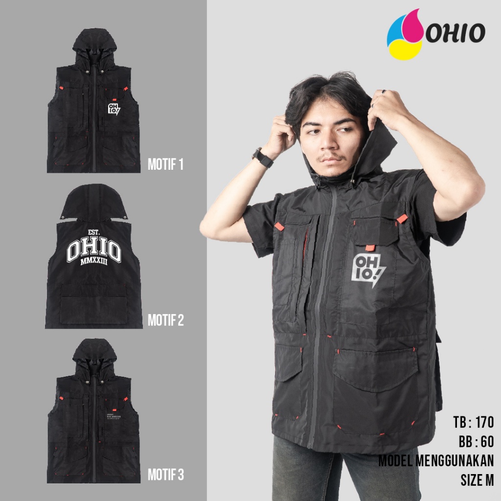 Ohio * Rompi Outdoor Motif | Vest Rompi Pria Outdoor | Pelindung Dada Motor Anti Angin | Rompi Pelin