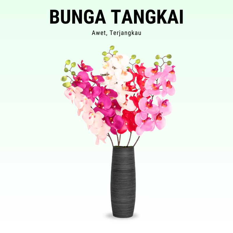 Bunga Anggrek Tangkai Jumbo Tanaman Hias Plastik Dekorasi Pajangan Vas Sudut Ruangan Cantik PBP177