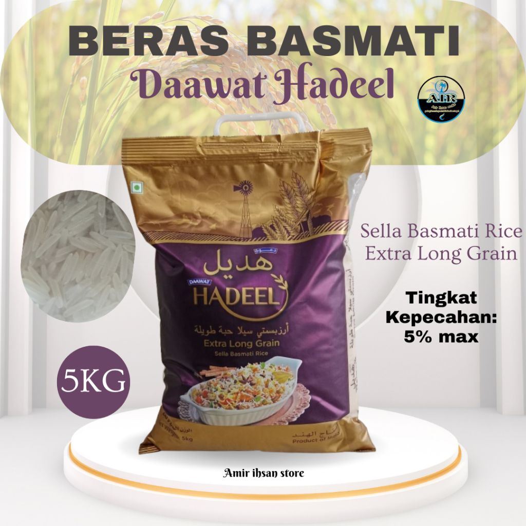 Daawat basmati rice/Beras basmati Daawat Hadeel 5kg/Beras basmati extra long daawat 5kg