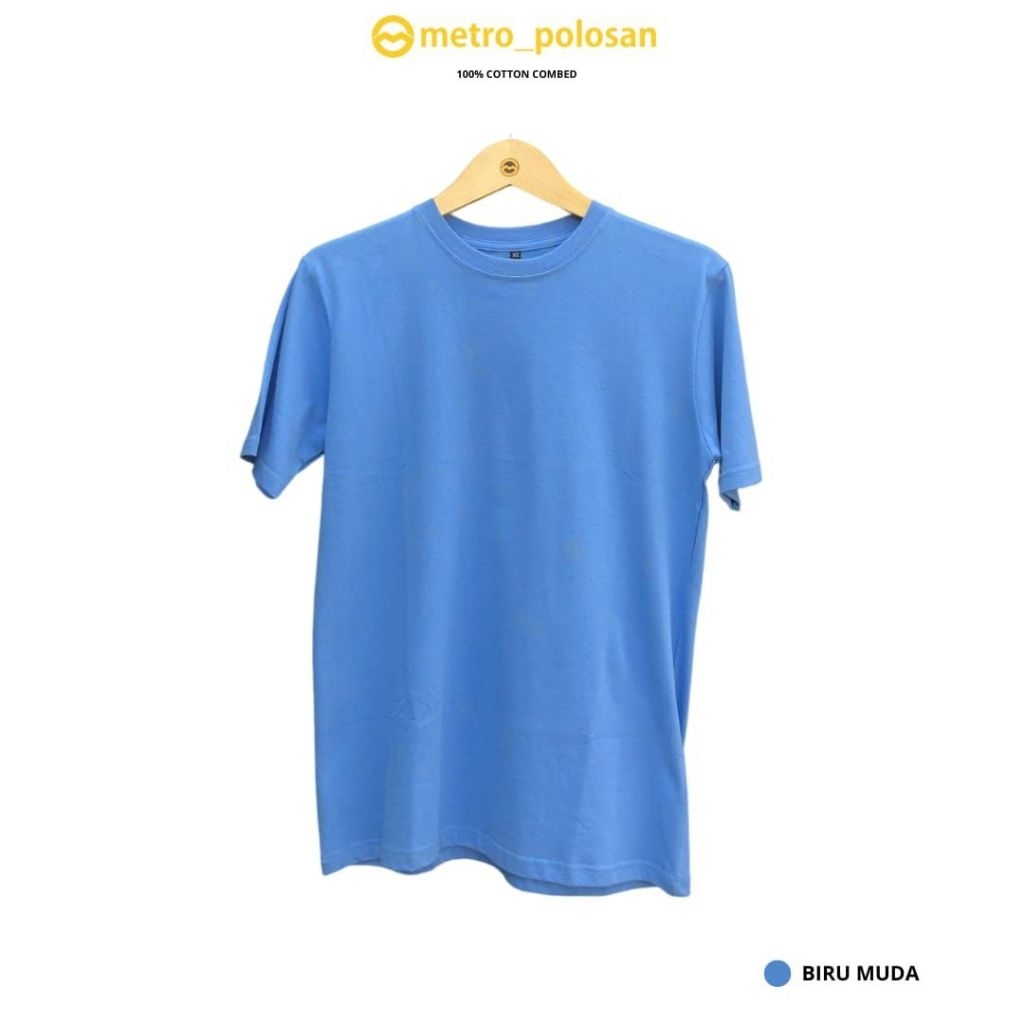 Kaos Polos Warna Biru Muda Oblong Premium
