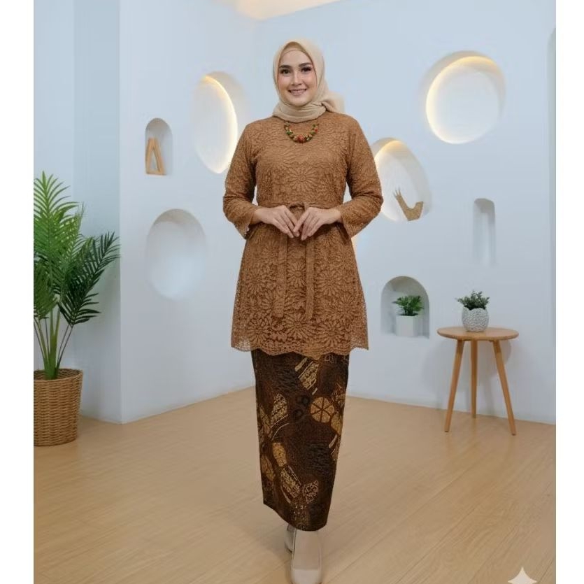 Naykamila Tunik brokat jumbo full furing kebaya brokat modern atasan kebaya brokat atasan brokat Coc