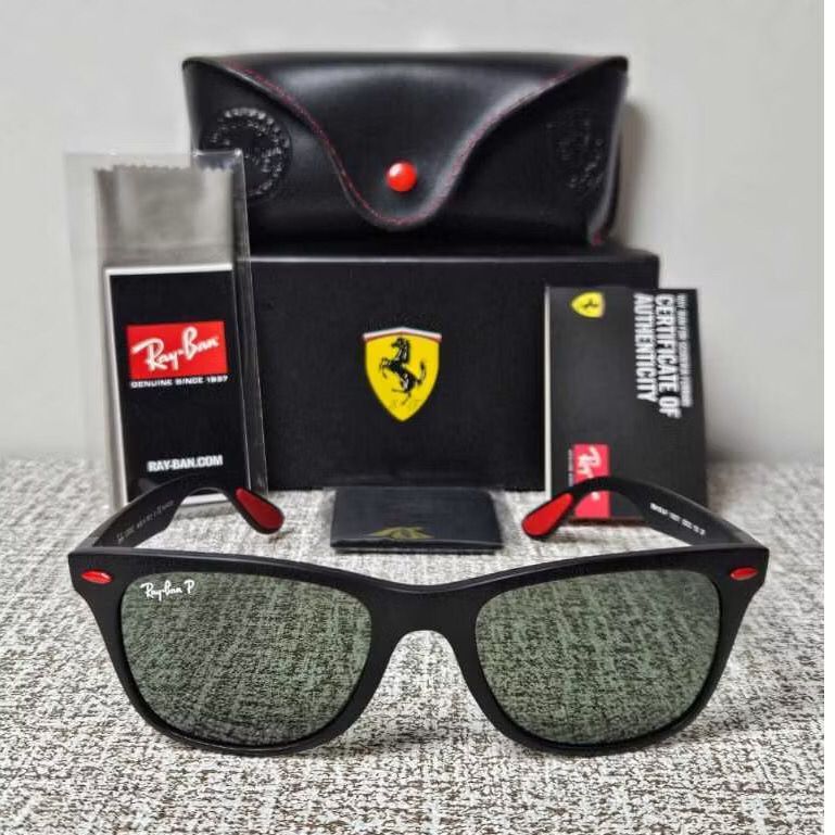 KACAMATA RAYBAN FERRARI LITEFORCE RB4195 F602/71 BLACK DOFF POLARIZED ORIGINAL