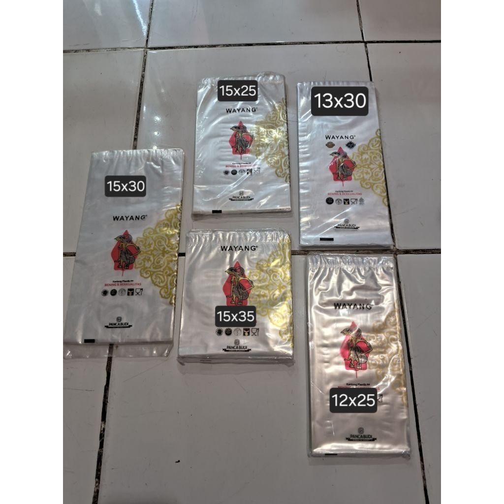 Plastik Wayang PP Bening. Ukuran, 12x25, 13x30, 15x25, 15x35, 15x30.