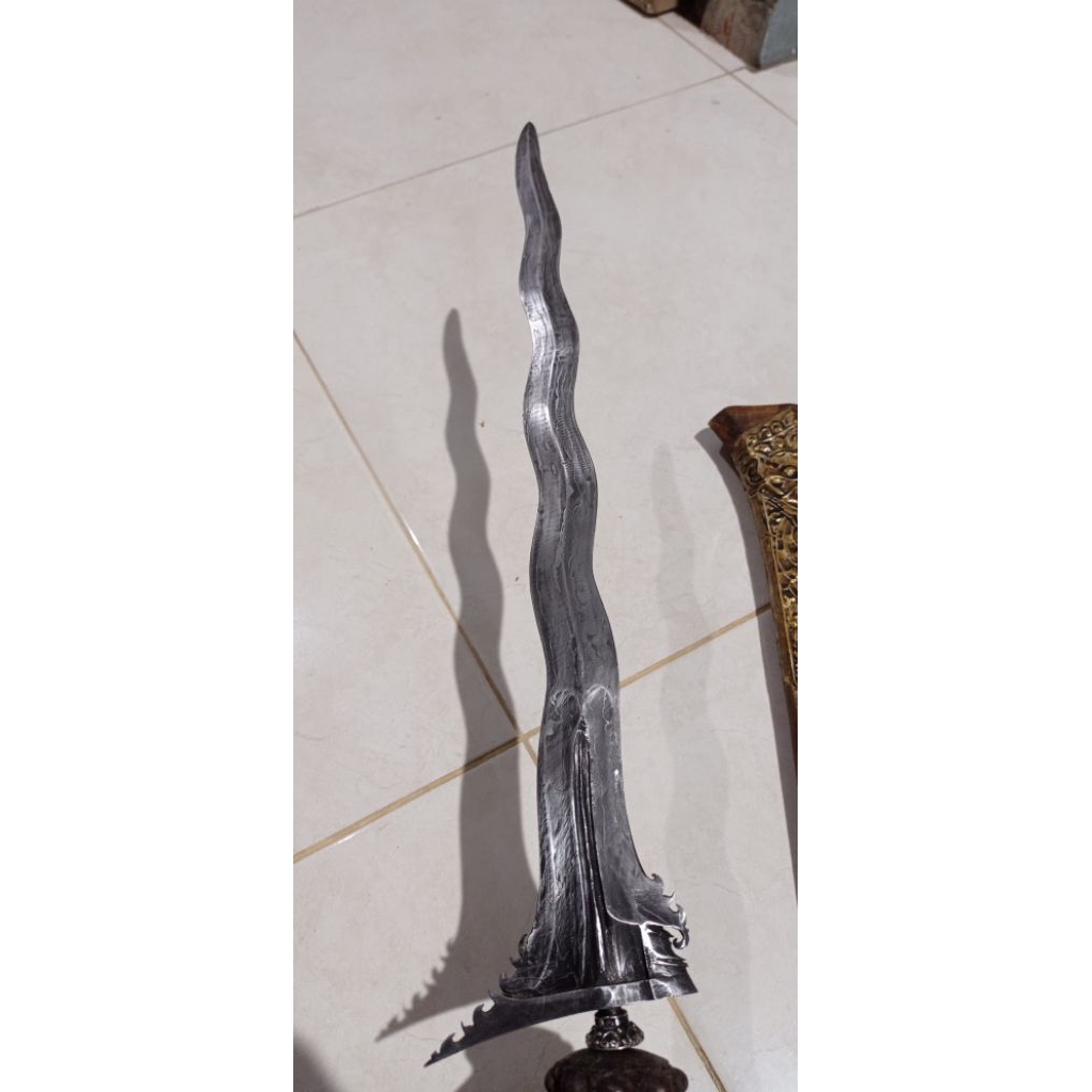 keris Bali pamor kulit semangka panjang bilah 45cm