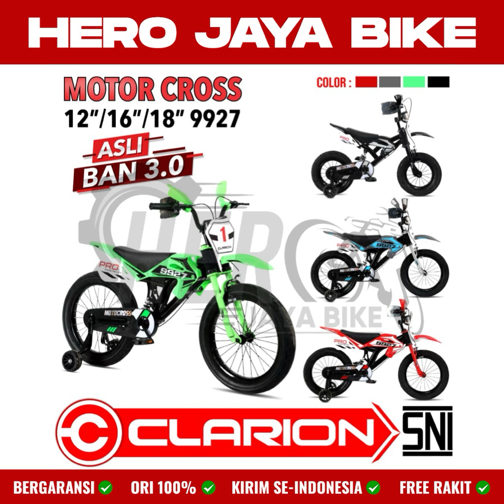 CLARION Sepeda Anak Laki Laki BMX TRAIL CLARION 9927 Ukuran 12 16 & 18Inch Ada Suspensinya Terbaru