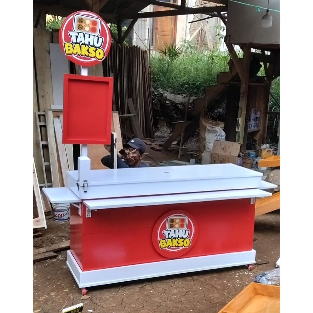 Booth lipat koper portable, Booth dimsum es kopi minuman bakso dll, meja lipat jualan, booth event d