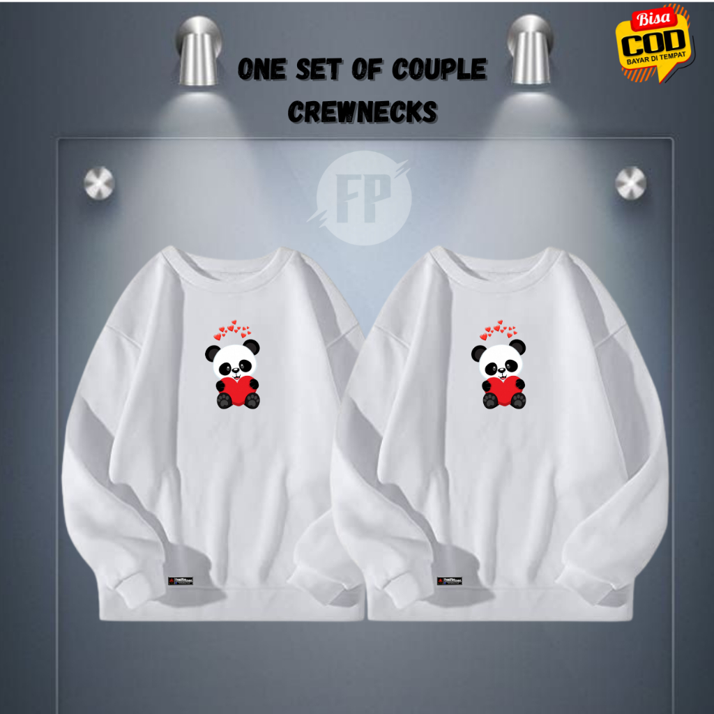 Swetear Crewneck Couple Pria Wanita Fleece Tebal Adem Switer Pasangan Isi 2 Pcs Crewnek Couple Cowok