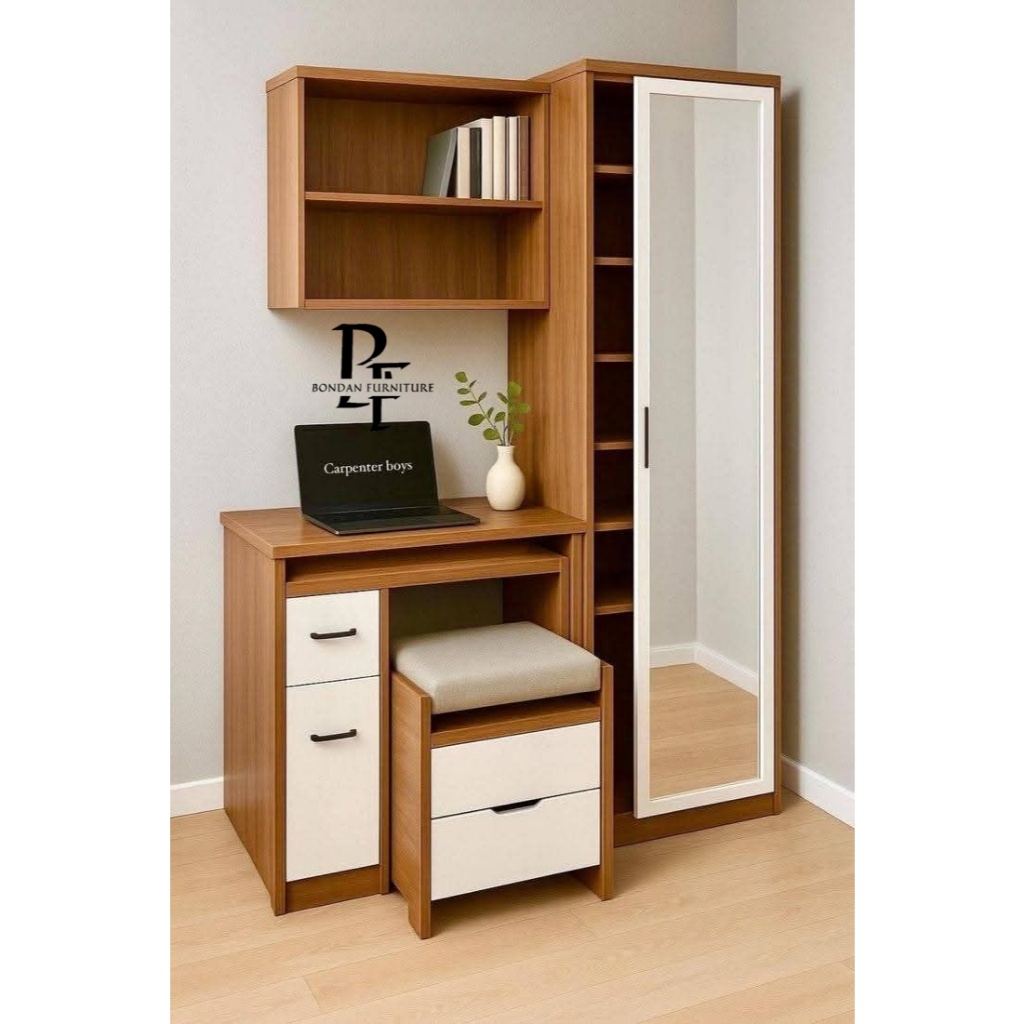 Lemari dan Meja Rias / Meja Belajar Set kayu jati asli dari jepara