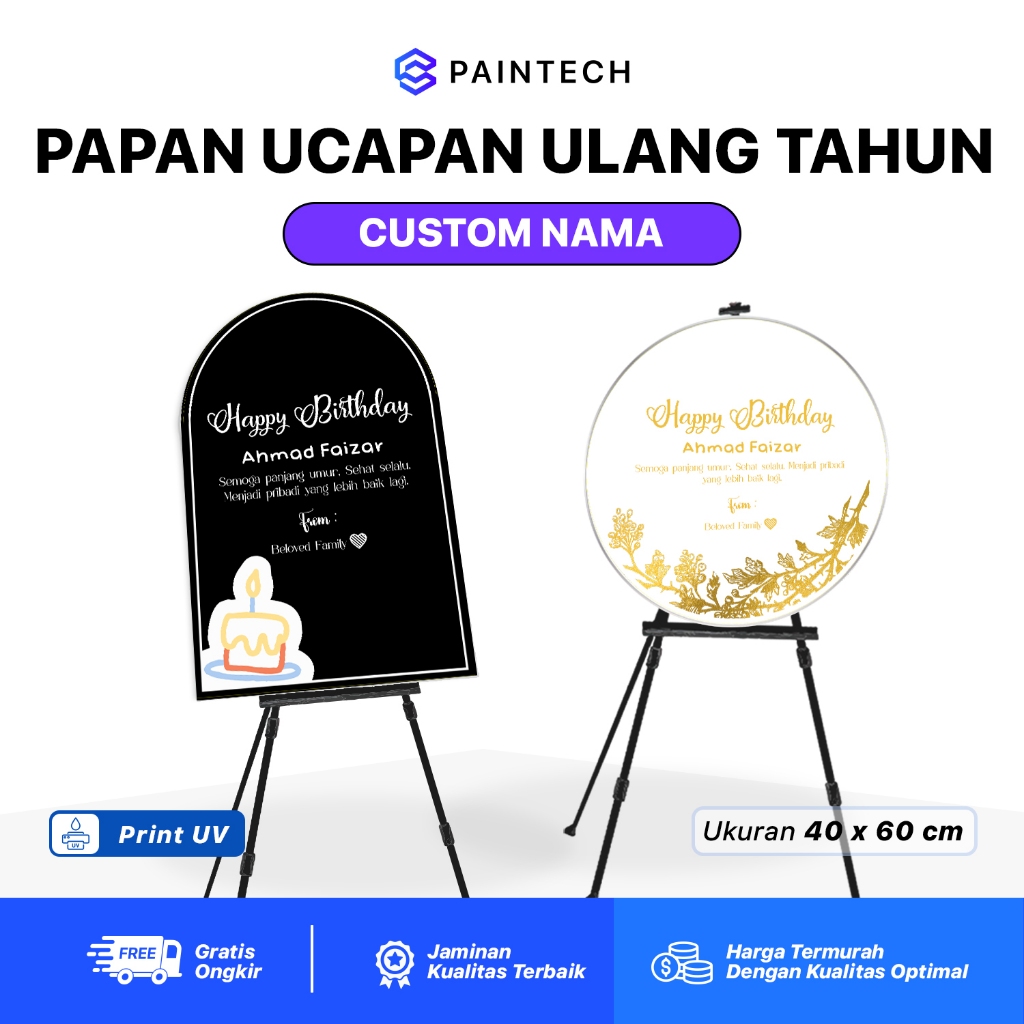 Papan Akrilik Ucapan Ulang Tahun Custom Nama | Hadiah Kado Ultah Unik | Birthday Gift Spesial