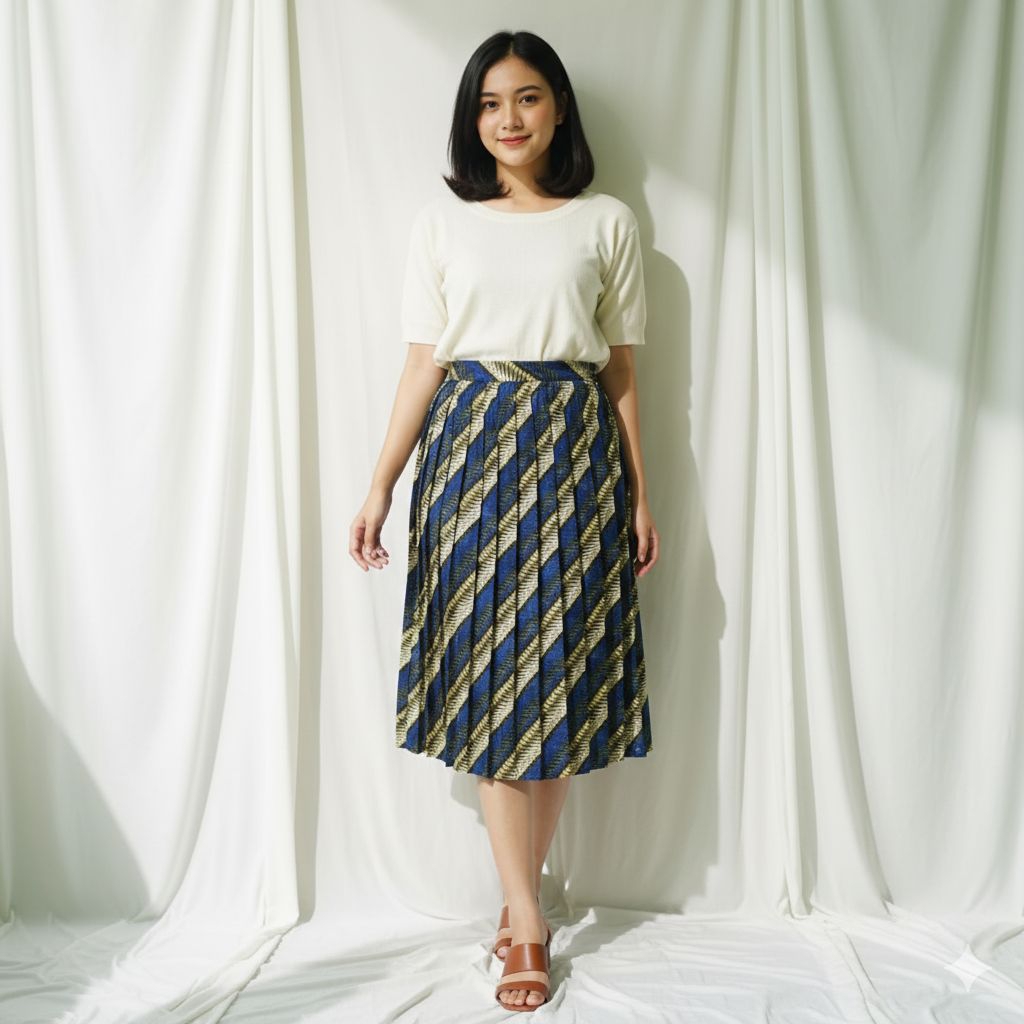 [PRELOVED] Rok Plisket Batik Glossy