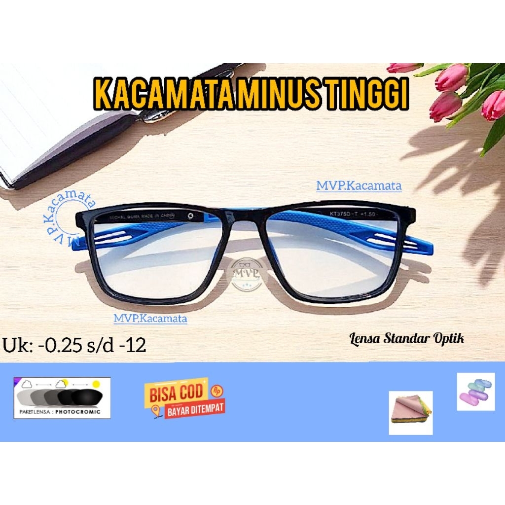 Kacamata Minus Tinggi -0.25 s/d -12 Kacamata Minus Photocromic kacamata gagang lentur kacamata wanit