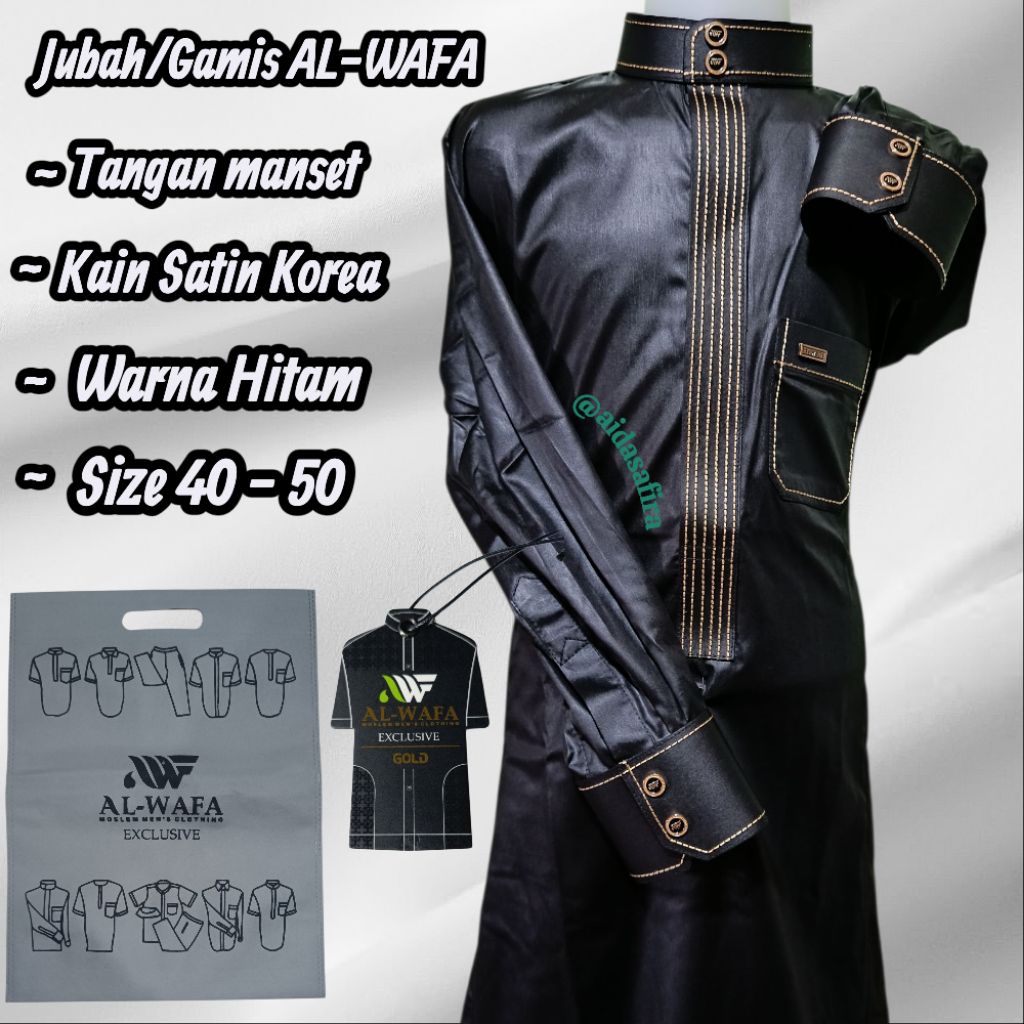 (AL-WAFA) JUBAH GAMIS AL-WAFA GOLD KANCING THAILAND SIZE 40,42,44,46,48,50/JUBAH GAMIS ANAK REMAJA A