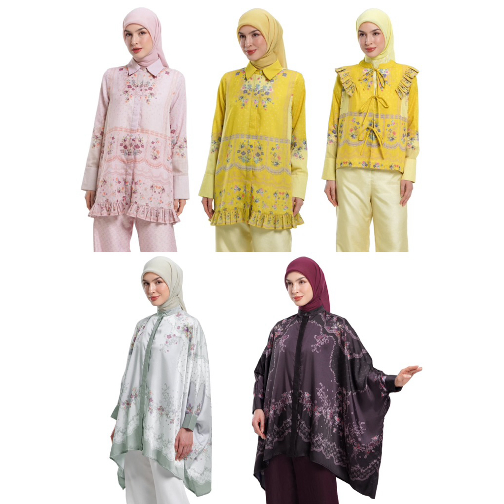 [baca deskripsi‼️] NADA PUSPITA LACE POEM RUFFLE SHIRT LACE POEM OUTER YELLOW LACE POEM BATWING TOP 