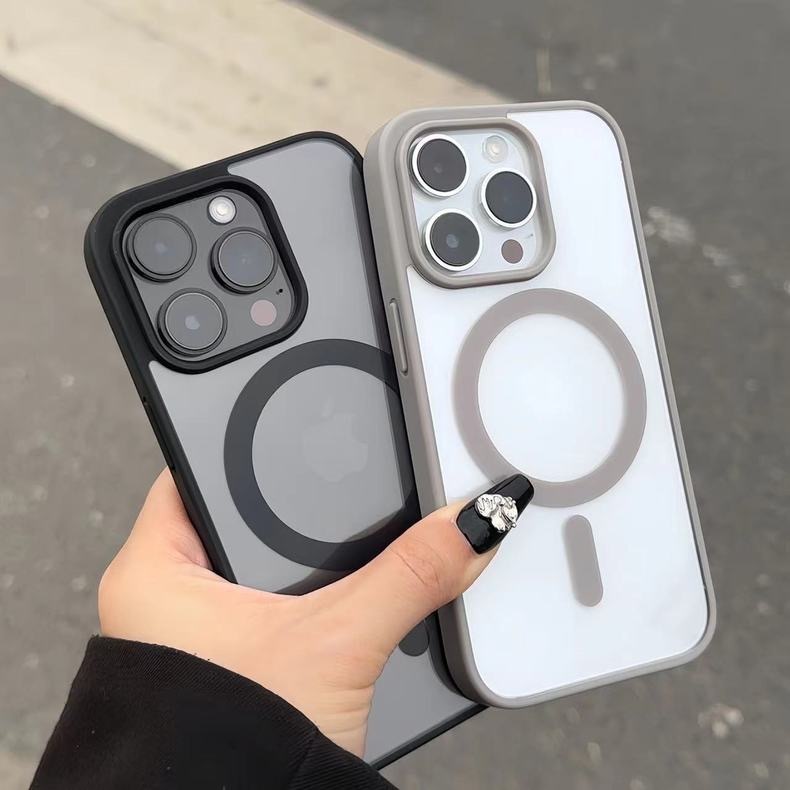 (Box Packing) Hybrid Clear HD Magsafe Case For iPhone 11 12 13 14 15 PRO PRO MAX Hitam Transparan Me