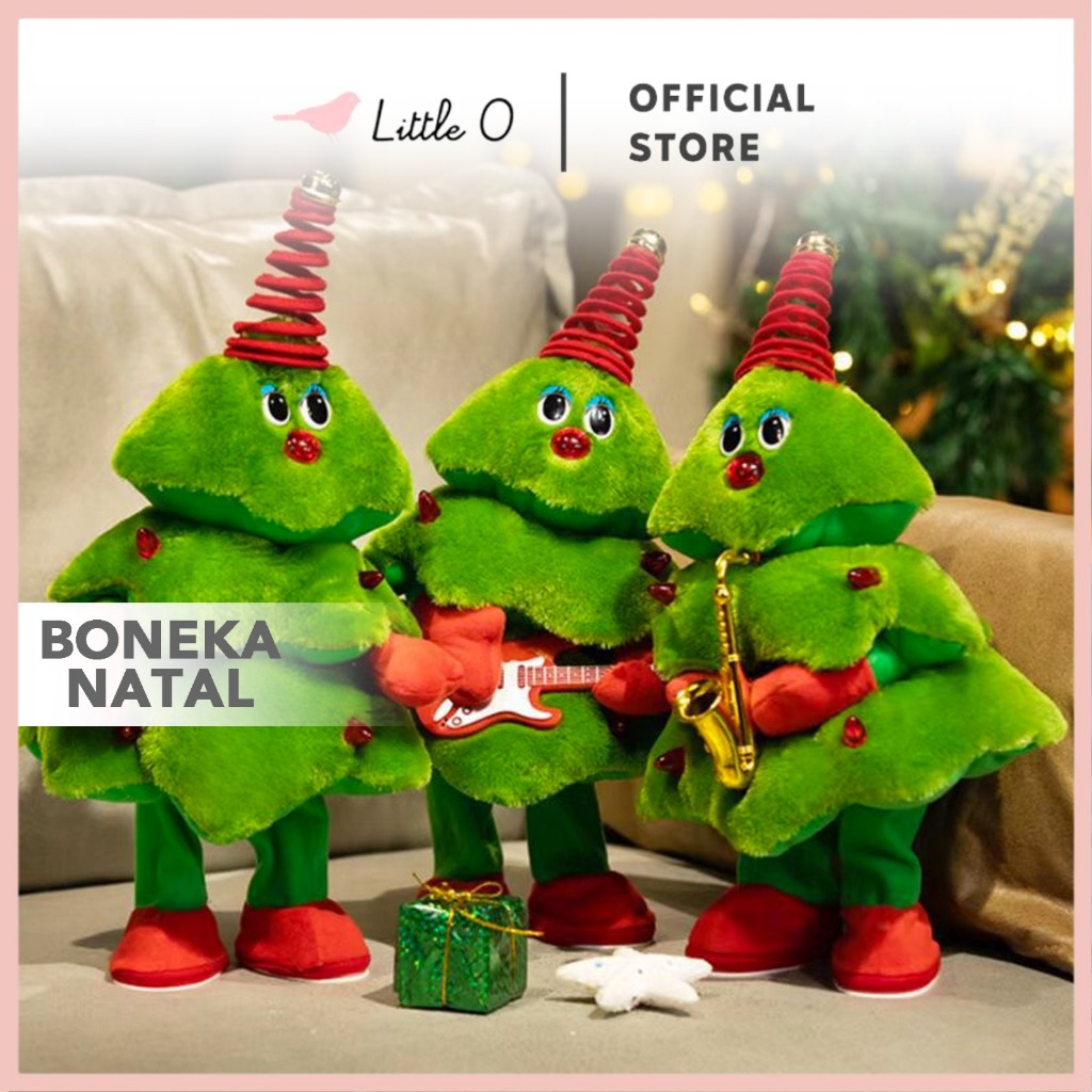 Little O Treenie Boneka Pohon Natal Dapat Bergoyang Dengan Musik Dan Rekam Suara Hadiah Natal Gift Christmast Boneka Elf