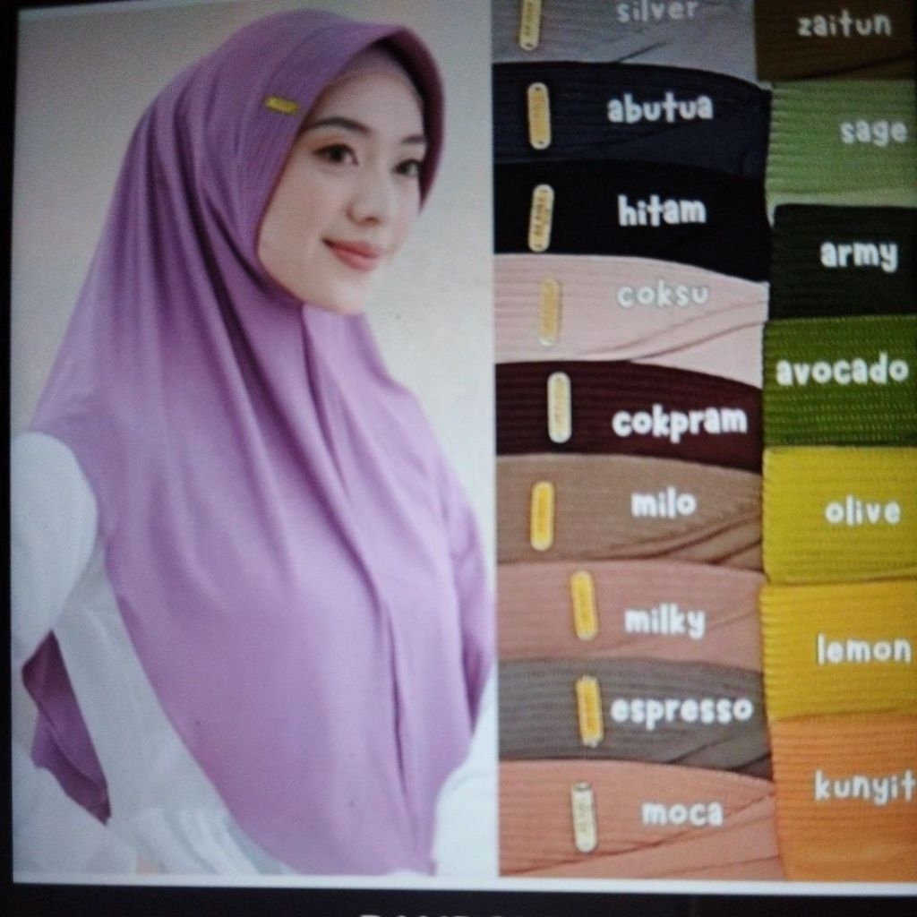 kerudung bergo hamidah size M & L. label besi